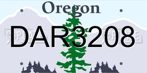 DAR3208 Oregon License Plate