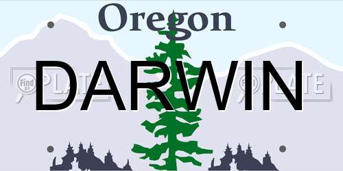 DARWIN Oregon License Plate
