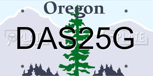 DAS25G Oregon License Plate