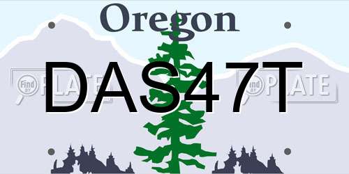 DAS47T Oregon License Plate