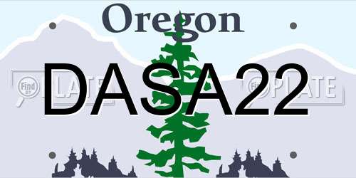 DASA22 Oregon License Plate