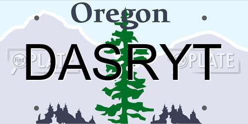 DASRYT Oregon License Plate