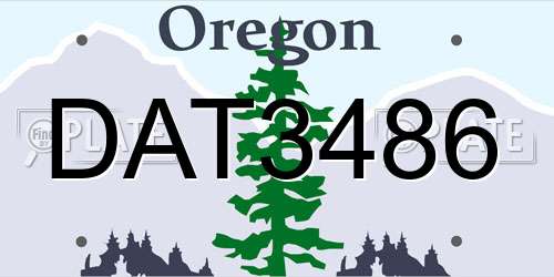 DAT3486 Oregon License Plate