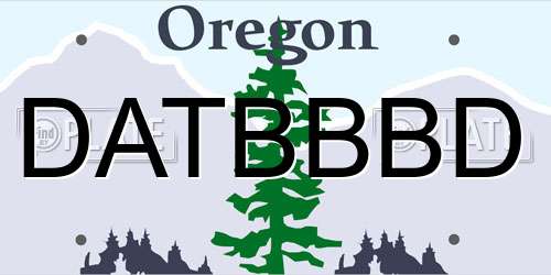 DATBBBD Oregon License Plate