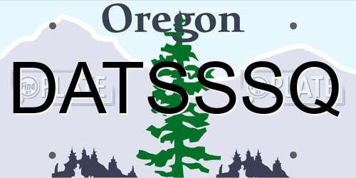 DATSSSQ Oregon License Plate