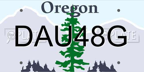 DAU48G Oregon License Plate