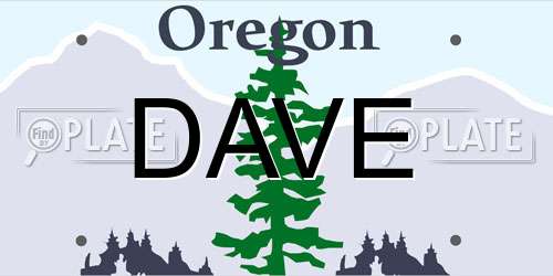DAVE Oregon License Plate