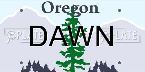 DAWN Oregon License Plate