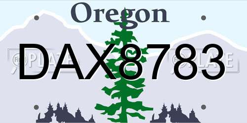 DAX8783 Oregon License Plate