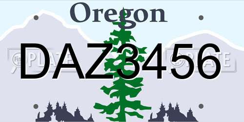DAZ3456 Oregon License Plate