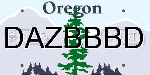 DAZBBBD Oregon License Plate