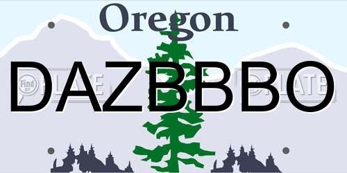 DAZBBBO Oregon License Plate