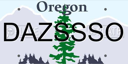 DAZSSSO Oregon License Plate