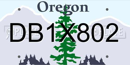 DB1X802 Oregon License Plate