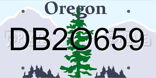 DB2O659 Oregon License Plate