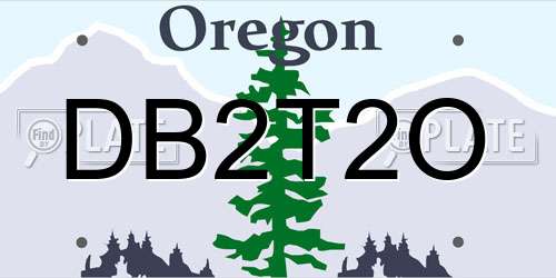 DB2T2O Oregon License Plate