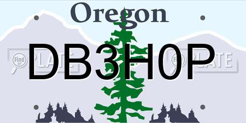 DB3H0P Oregon License Plate