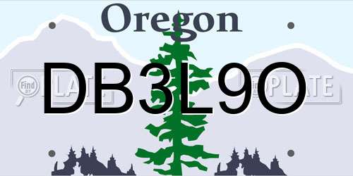 DB3L9O Oregon License Plate