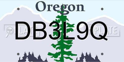 DB3L9Q Oregon License Plate