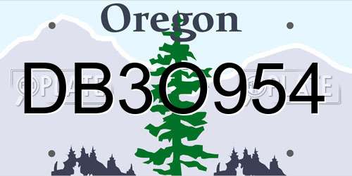 DB3O954 Oregon License Plate