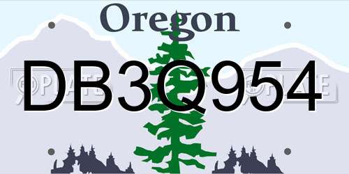 DB3Q954 Oregon License Plate