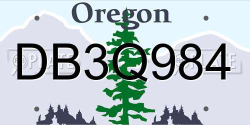 DB3Q984 Oregon License Plate