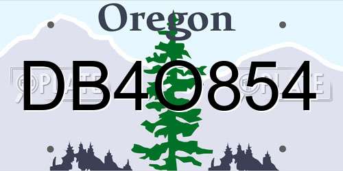 DB4O854 Oregon License Plate