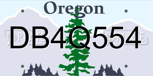 DB4Q554 Oregon License Plate