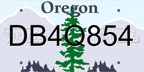 DB4Q854 Oregon License Plate