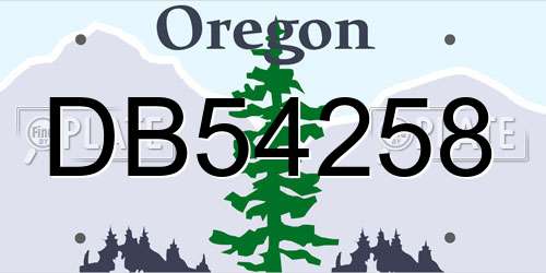 DB54258 Oregon License Plate