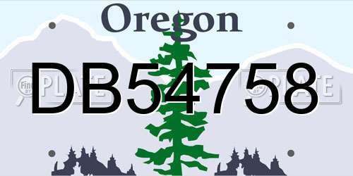 DB54758 Oregon License Plate