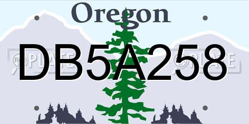 DB5A258 Oregon License Plate