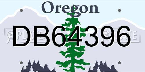 DB64396 Oregon License Plate