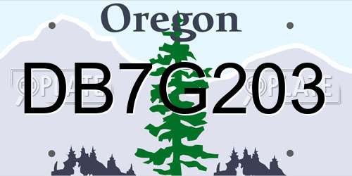 DB7G203 Oregon License Plate