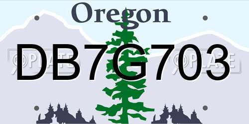 DB7G703 Oregon License Plate