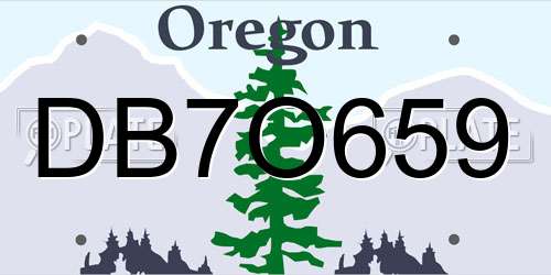 DB7O659 Oregon License Plate