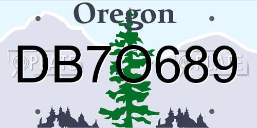 DB7O689 Oregon License Plate