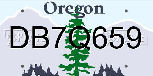 DB7Q659 Oregon License Plate