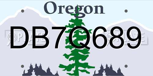 DB7Q689 Oregon License Plate