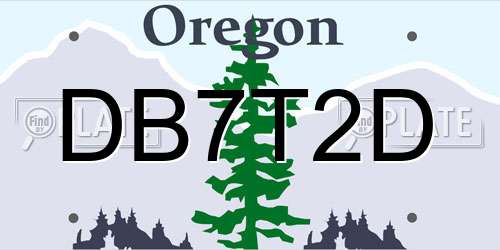 DB7T2D Oregon License Plate