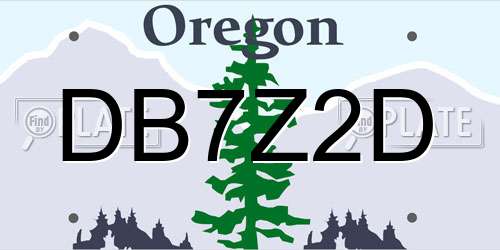 DB7Z2D Oregon License Plate