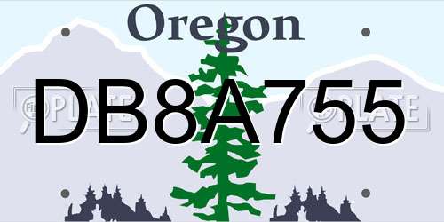 DB8A755 Oregon License Plate