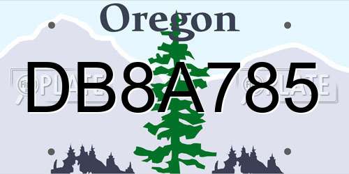 DB8A785 Oregon License Plate
