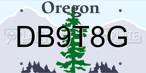 DB9T8G Oregon License Plate