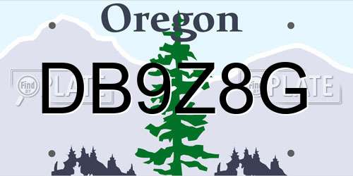 DB9Z8G Oregon License Plate