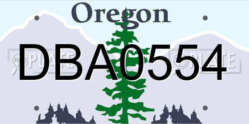 DBA0554 Oregon License Plate