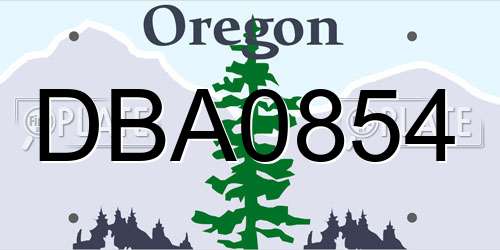 DBA0854 Oregon License Plate