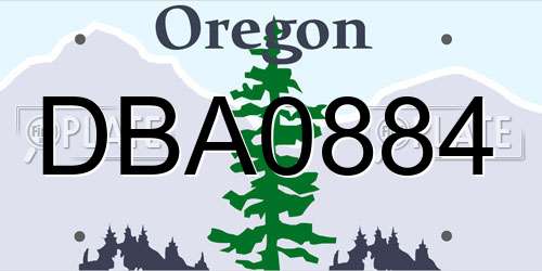 DBA0884 Oregon License Plate