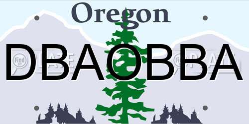 DBAOBBA Oregon License Plate