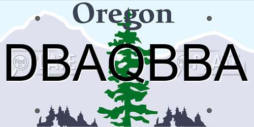 DBAQBBA Oregon License Plate